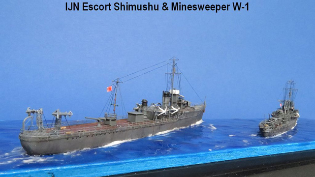 Geleitschiff Shimushu und Minensucher W-1 (1/700)