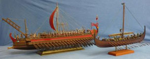 Trireme und Gokstad-Schiff